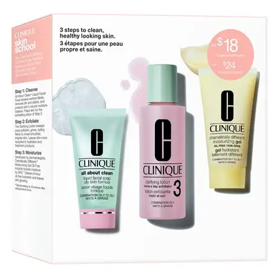 Clinique 3-Step Skin Care Kit Skin Type σετ δώρου για μικτή και λιπαρή επιδερμίδα