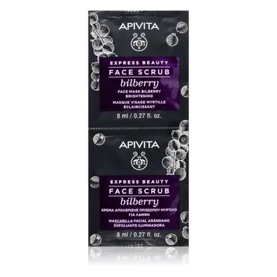 Apivita Express Beauty Brightening Face Scrub Bilberry εντατικά καθαριστική απολέπιση για λαμπρή