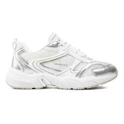 SNEAKER CALVIN KLEIN RETRO TENNIS LOW LACE MH ML MTL BRIGHT WHITE/SILVER CALVIN KLEIN