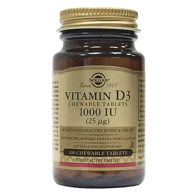 Solgar Vitamin D3 1000IU (25μg) 100 Μασώμενες Ταμπλέτες