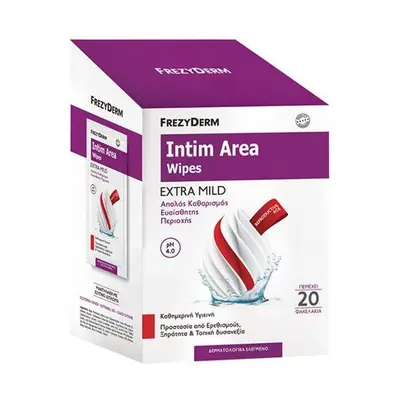 Frezyderm Intim Area Wipes Μαντηλάκια Καθαρισμού Ευαίσθητης Περιοχής 10 Φακελάκια