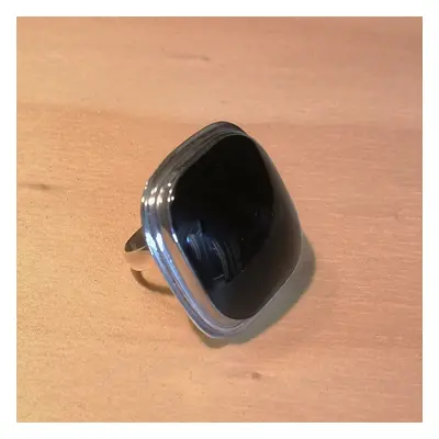 Black Onyx Silver Ring, Sterling Silver Ring with Big Natural Black Onyx Gemstone, Large Gemston