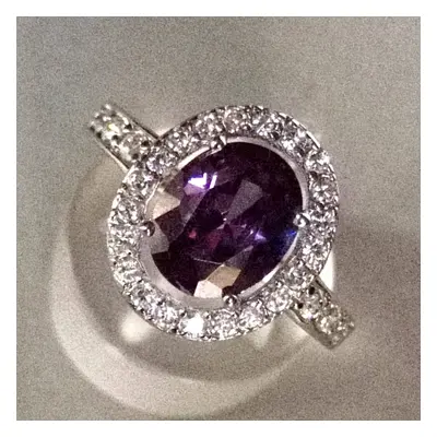 Purple and White Cubic Zirconia Ring, Sterling Silver Ring , Wedding Ring, Bridesmaid Ring, Anni