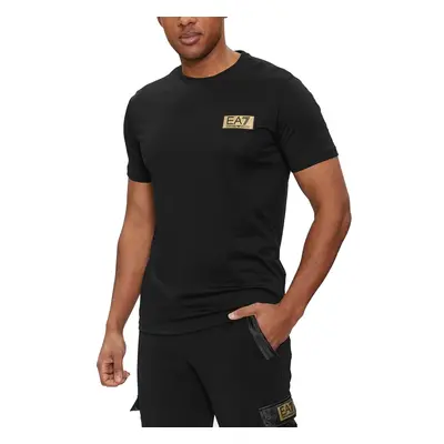 ARMANI 7 T-SHIRT GOLD LOGO ΜΑΥΡΟ