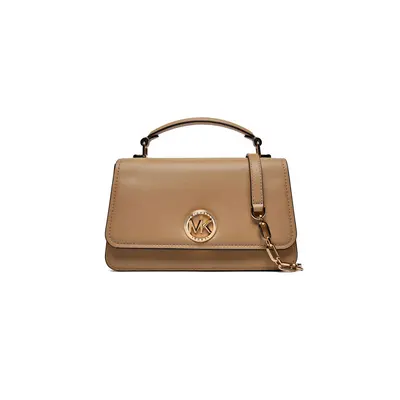 MICHAEL KORS ΤΣΑΝΤΑΚΙ CROSSBODY/ΧΕΙΡΟΣ DELANCEY METAΛΛΙΚΟ LOGO ΜΠΕΖ ΣΚΟΥΡΟ