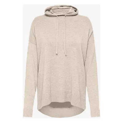 ONLY ONLIBI LS LOOSE LONG HOOD CC KNT 15324713-Whitecap Gray Cream