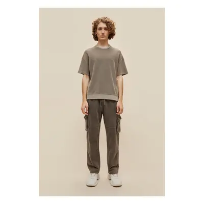 Dirty Laundry ανδρικό textured T-shirt Relaxed Fit - DLMT000526 Καφέ Ανοιχτό