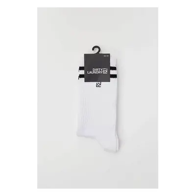 Dirty Laundry σετ unisex μακριές κάλτσες ribbed (2 ζευγάρια) - DLMSC000003 Λευκό