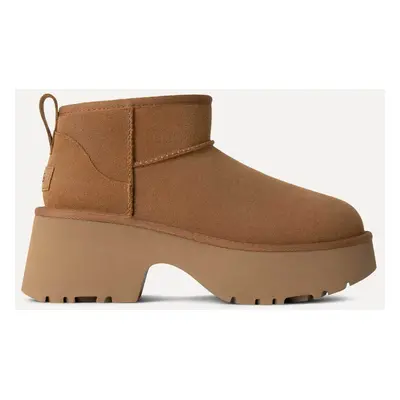 Ugg γυναικεία suede μποτάκια με τακούνι "Classic Ultra Mini New Heights" - 1158311 Ταμπά